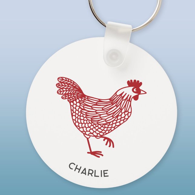 Chaveiro Galinha Personalizada (Chicken hen poultry personalized name aluminium keyring keychain)