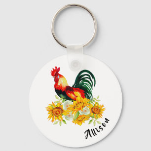 Chaveiro Galo com girassóis personalizados