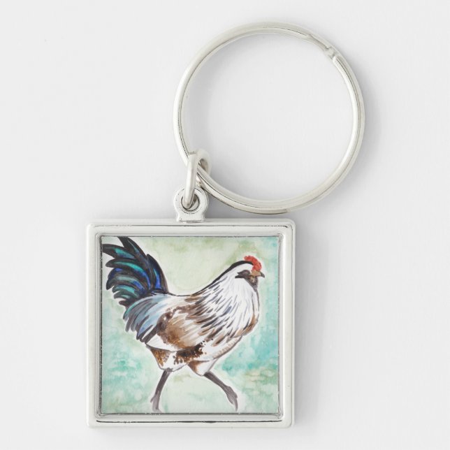 Chaveiro Galo de Egger da páscoa da aguarela (Frente)