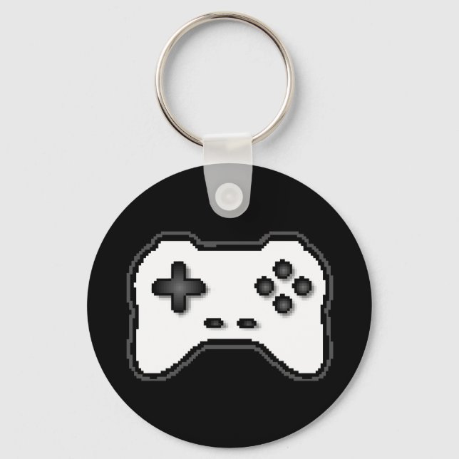 Chaveiro Game Controller Black White 8bit Video Game Style (Verso)