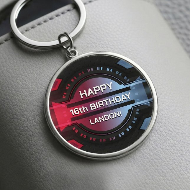 Chaveiro Gamer 16th Happy Birthday (Gamer 16th Happy Birthday New Driver keychain)