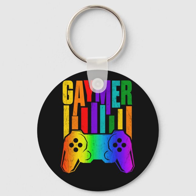 Chaveiro Gamer de jogos LGBTQ para Orgulho gay do Gaymer (Frente)