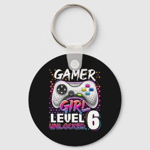 Chaveiro Gamer Girl Nível 6 - 6 Birthda de jogos de vídeo d
