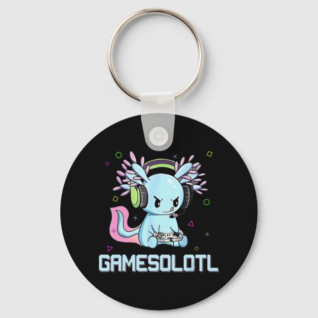 Chaveiro Gamesolotl Galeria de Vídeo Axolotl Kawaii Anime B (Frente)