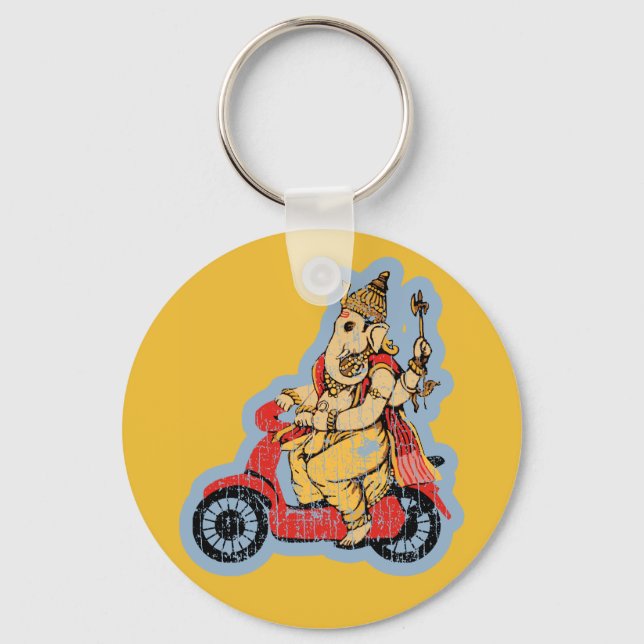 Chaveiro Ganesha Andando um Patinete (Frente)