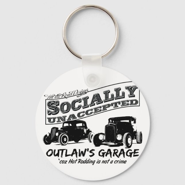 Chaveiro Garagem de Outlaw. Banda quente socialmente não ac (Frente)