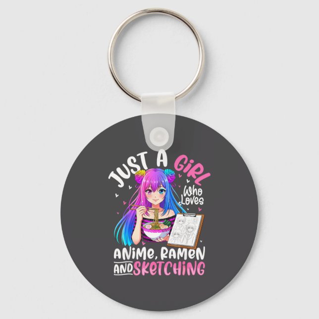 Chaveiro Garota Ama Anime Ramen Desenho (Frente)