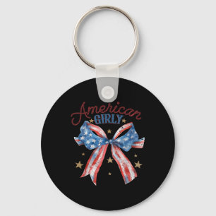 Chaveiro Garota Americana Fofo Coquette Laço 4 De Julho EUA