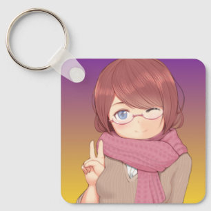 Chaveiro Garota Anime Aconchegante de Inverno Piscando Olho
