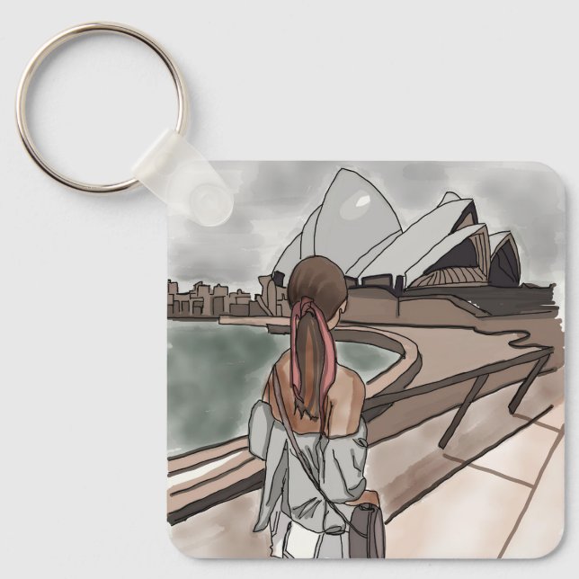 Chaveiro Garota com ópera em Sydney. (Frente)