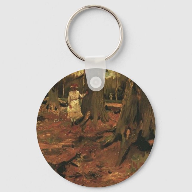 Chaveiro garota de branco na floresta, Vincent van Gogh (Frente)