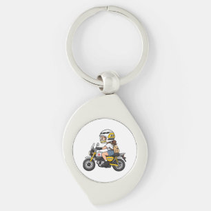 Chaveiro Garota de Moto Fofa – Desenho de Mini Moto Amarela