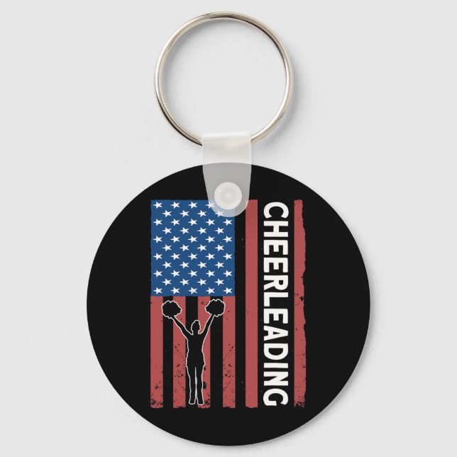 Chaveiro Garota de Torcida Bandeira dos EUA Cheerleading  (Frente)