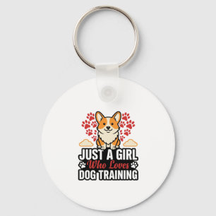 Chaveiro Garota de Treinamento de Cachorro Corgi Camisa Vin
