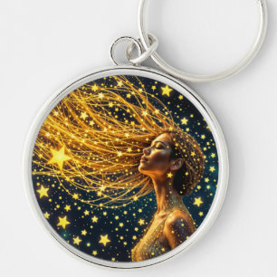 Chaveiro Garota do sonho cercada por estrelas brilhantes br