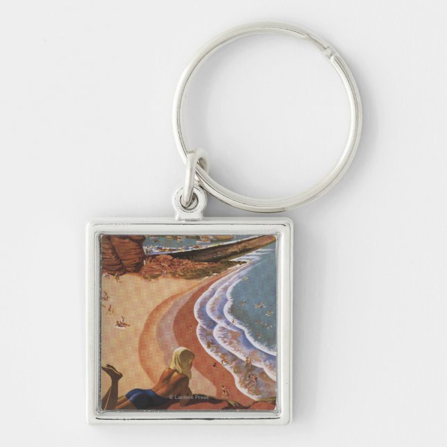 Chaveiro Garota dos Caminhos de Ferro Britânicos Olhando po (Frente)