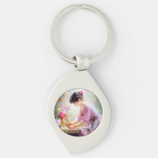 Chaveiro Garota no Jardim Flor (Frente)