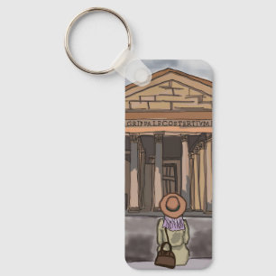 Chaveiro Garota sentada na frente do Panteão em Roma.