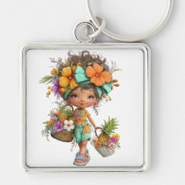 Chaveiro GAROTA TEMÁTICA HAWAIANA COLORIDA FOFa