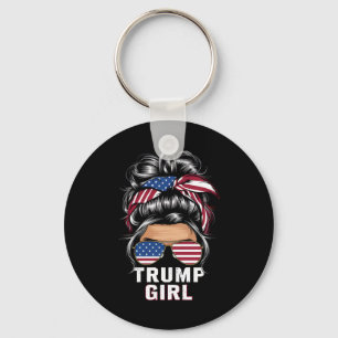 Chaveiro Garota Trump Cabelo Desgrenhado Bandeira dos EUA T