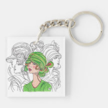 Garota Verde-Chaveiro acrílica