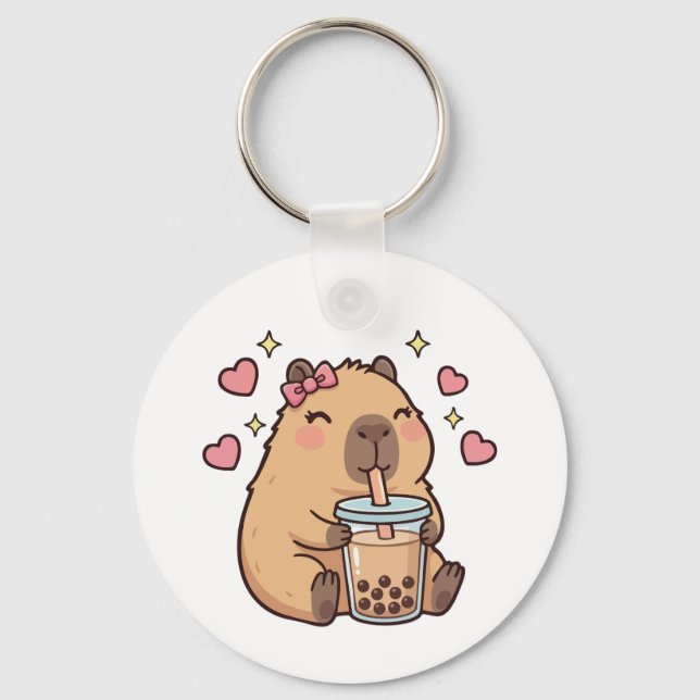 Chaveiro Garotas Fofas Capivara Ramen Kawaii Chá Kawaii Cap (Frente)