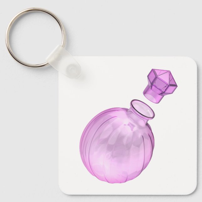 Chaveiro Garrafa de vidro roxo decorativa vazia (Frente)