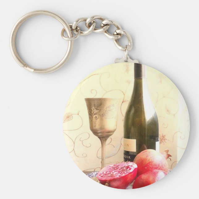 Chaveiro Garrafa De Vinho E Pomegranatos (Frente)