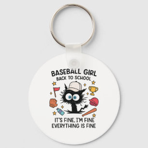 Chaveiro Gata engraçada de beisebol Tudo bem Estou bem Tudo