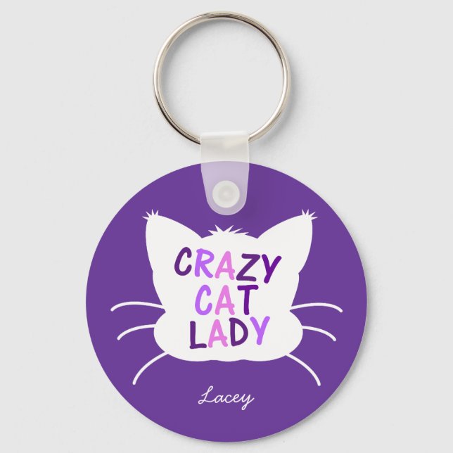 Chaveiro Gata Louca Personalizada - Roxo (Frente)