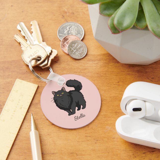 Chaveiro Gata Preta de Cabelo Comprido Mãe Personalizada (Mesa)