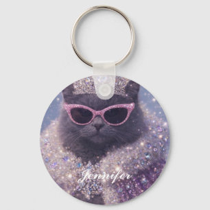 Chaveiro Gata Rainha Glamurosa Retrato de Fantasia Brilhant