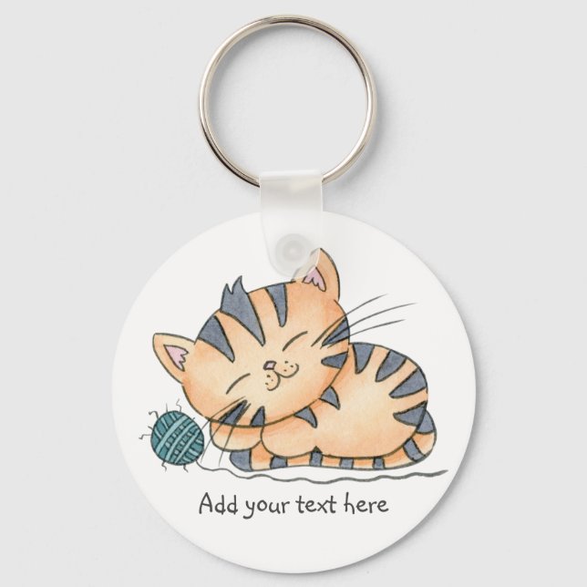 Chaveiro Gatinho Adormecido Com Lã (Frente)