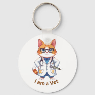 Chaveiro Gatinho de Veterinário Fofo Design "Eu Sou um Vete