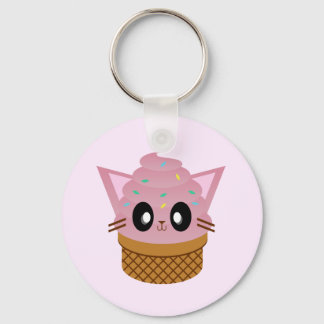 Chaveiro gatinho kawaii cone sorvete gato miau