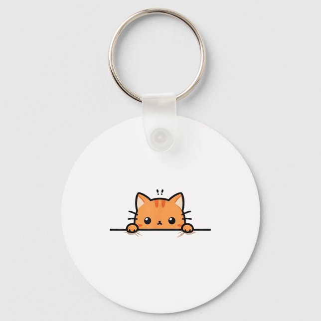 Chaveiro Gatinho Laranja Fofo Espiando Você Gato Laranja C (Frente)