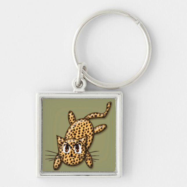 Chaveiro Gatinho Leopardo de Animação Ultra-Caçada (Frente)