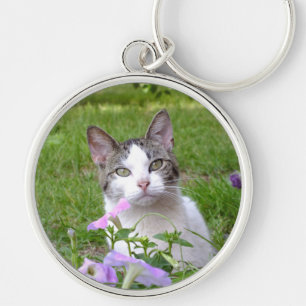Chaveiro Gatinho na corrente chave das flores