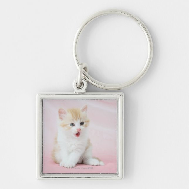 Chaveiro Gatinho no fundo cor-de-rosa (Frente)