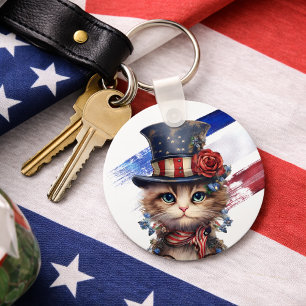 Chaveiro Gatinho Patriótico Vintage
