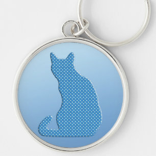 Chaveiro Gatinho pontilhado - tons de azul