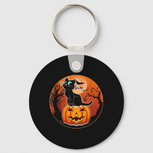 Chaveiro Gatinho Preto do Halloween Chapéu de Bruxa Abóbora