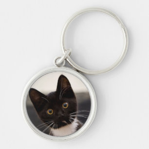 Chaveiro Gatinho preto e branco bonito do smoking