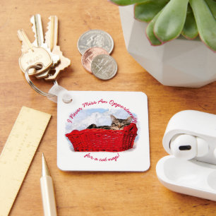 Chaveiro Gatinho Que Dorme Engraçado, Personalizado Em Foto