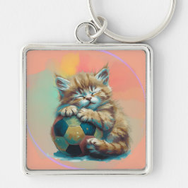 Chaveiro Gatinho Sonolento com Bola de Futebol – Amante de 