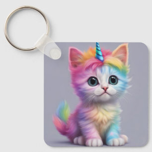 Chaveiro Gatinho Unicórnio Arco-íris