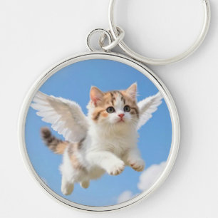 Chaveiro Gatinho Voador Fofo Calico Tabby Céu Azul