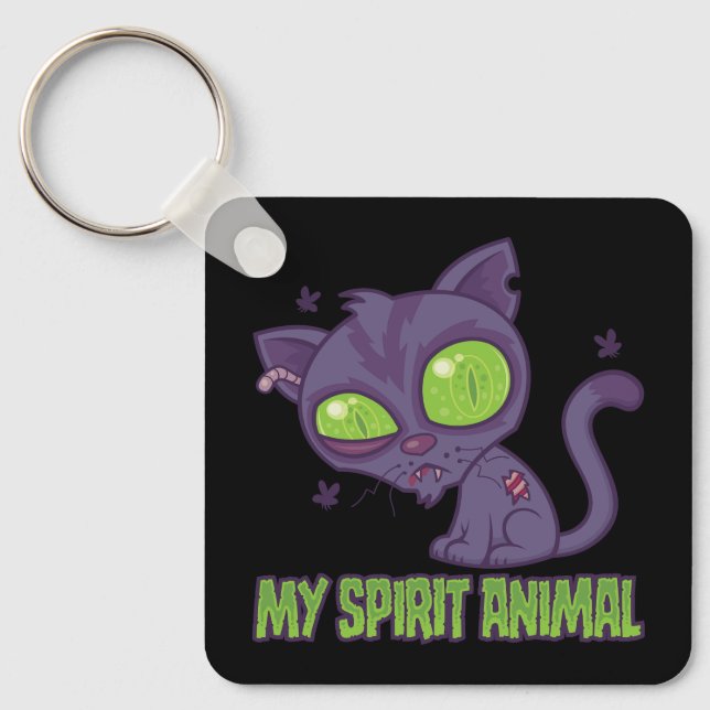 Chaveiro Gatinho Zumbi é Meu Animal Espiritual (Frente)