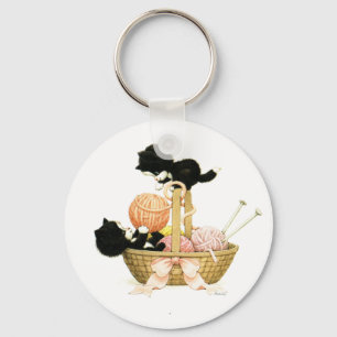 Chaveiro Gatinhos do vintage na cesta