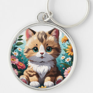 Chaveiro Gatinhos e Flores